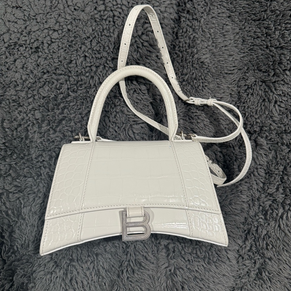Balenciaga Hourglass Croc Embossed Bag